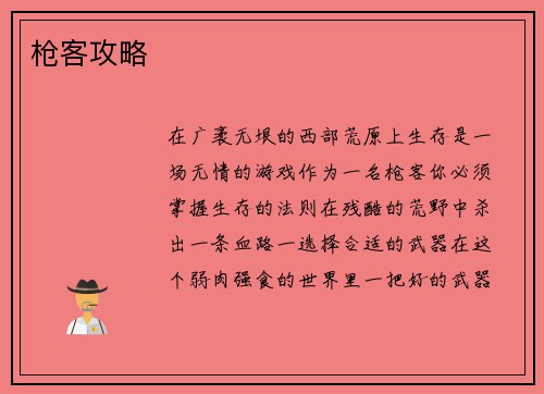 枪客攻略